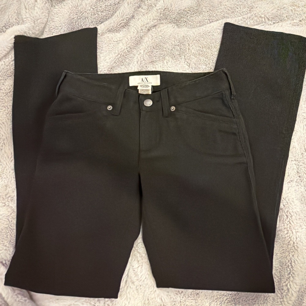 Armani Exchange Women's Black Ribbed Jeans Size Petite 0 EUC